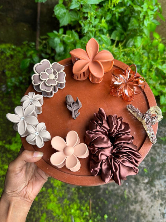 Coffee Mixed Colour Combo – Stylish Hair Accessory Set