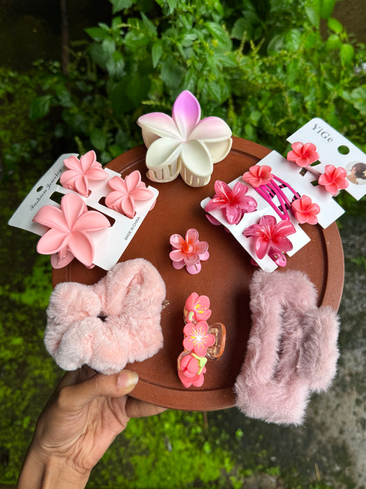 Light Pink Combo – Stylish Hair Accessory Set