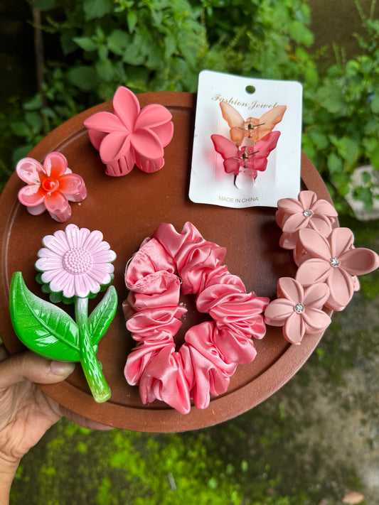 Pink Combo – Stylish Hair Accessory Set