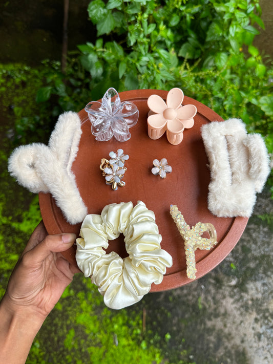 White Combo – Stylish Hair Accessory Set
